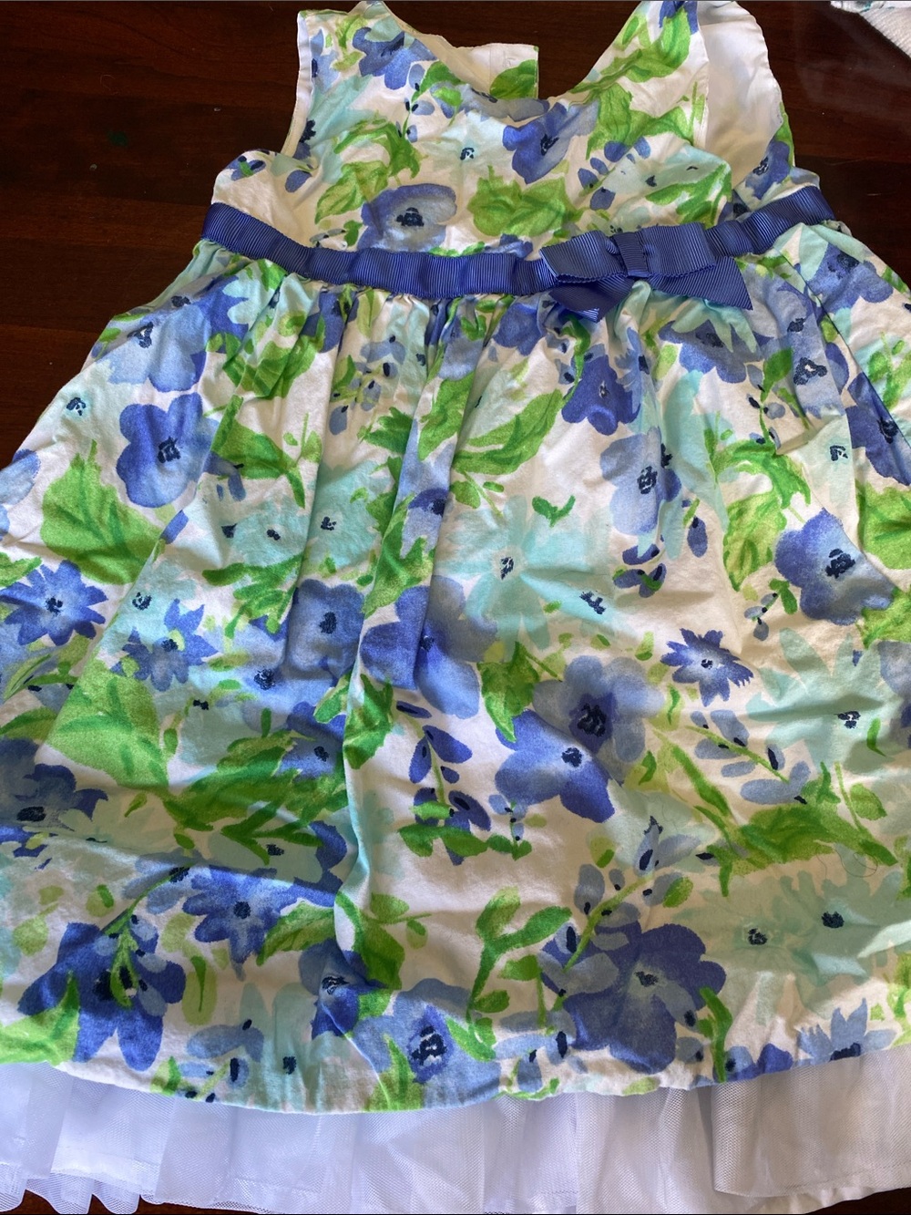 Gymboree White Floral Dress with Blue and Green Accents